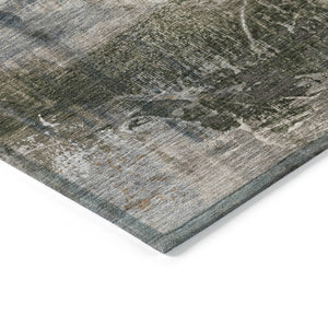 HomeRoots 5' Abstract Beige and Gray Area Rug - Stylish, Washable Indoor/Outdoor Design for High-Traffic Areas 8' Round 632025