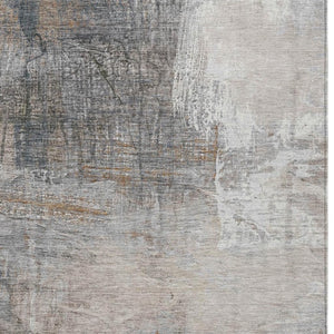 HomeRoots 5' Abstract Beige and Gray Area Rug - Stylish, Washable Indoor/Outdoor Design for High-Traffic Areas 8' X 10' 632026