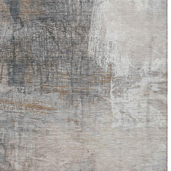 HomeRoots 5' Abstract Beige and Gray Area Rug - Stylish, Washable Indoor/Outdoor Design for High-Traffic Areas 8' X 10' 632026