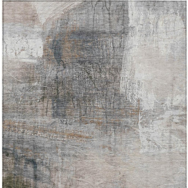 HomeRoots 5' Abstract Beige and Gray Area Rug - Stylish, Washable Indoor/Outdoor Design for High-Traffic Areas 9' X 12' 632027