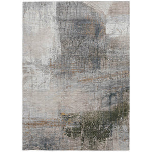 HomeRoots 5' Abstract Beige and Gray Area Rug - Stylish, Washable Indoor/Outdoor Design for High-Traffic Areas 10' X 14' 632028