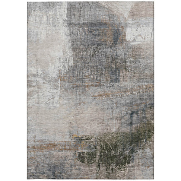 HomeRoots 5' Abstract Beige and Gray Area Rug - Stylish, Washable Indoor/Outdoor Design for High-Traffic Areas 10' X 14' 632028