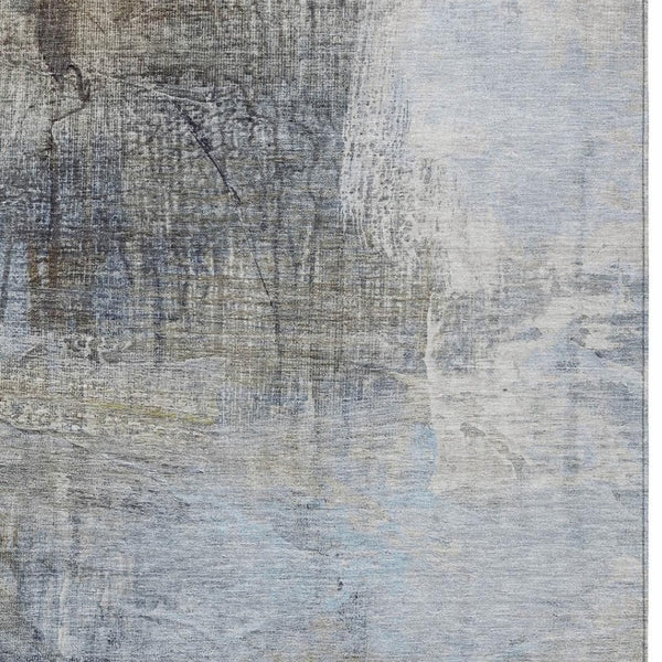 HomeRoots 5' Stylish Sky Blue and Gray Abstract Area Rug – Washable, Durable for Indoor and Outdoor Spaces 5' X 8' 632030
