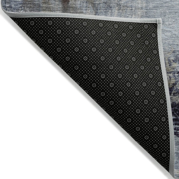 HomeRoots 5' Stylish Sky Blue and Gray Abstract Area Rug – Washable, Durable for Indoor and Outdoor Spaces 8' Round 632031