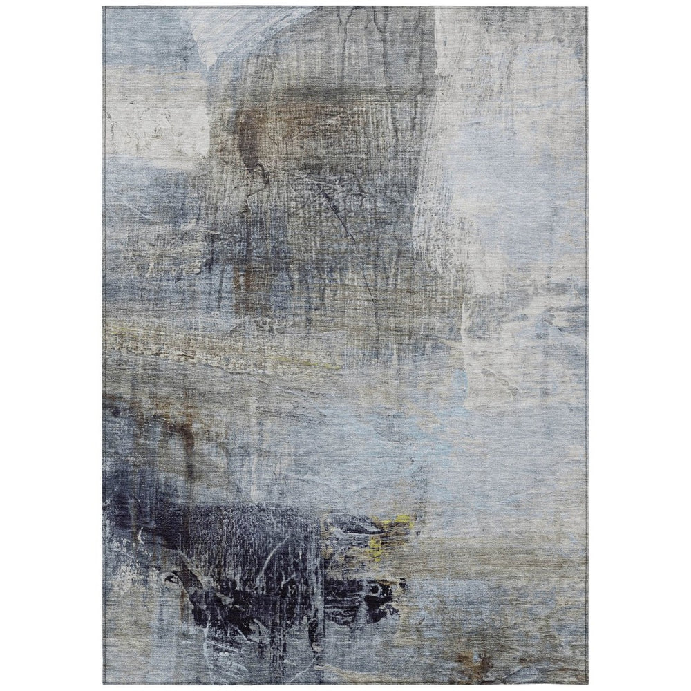 HomeRoots 5' Stylish Sky Blue and Gray Abstract Area Rug – Washable, Durable for Indoor and Outdoor Spaces 8' X 10' 632032