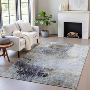 HomeRoots 5' Stylish Sky Blue and Gray Abstract Area Rug – Washable, Durable for Indoor and Outdoor Spaces 8' X 10' 632032