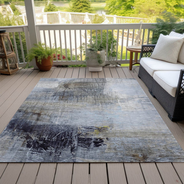 HomeRoots 5' Stylish Sky Blue and Gray Abstract Area Rug – Washable, Durable for Indoor and Outdoor Spaces 8' X 10' 632032