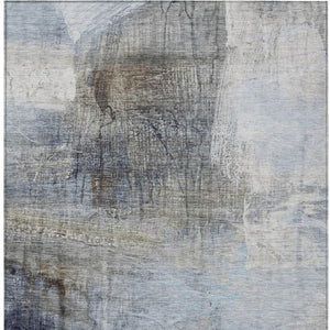 HomeRoots 5' Stylish Sky Blue and Gray Abstract Area Rug – Washable, Durable for Indoor and Outdoor Spaces 9' X 12' 632033