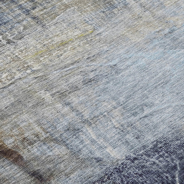 HomeRoots 5' Stylish Sky Blue and Gray Abstract Area Rug – Washable, Durable for Indoor and Outdoor Spaces 9' X 12' 632033