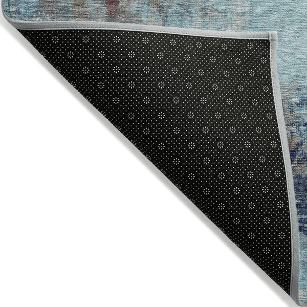 HomeRoots 5' Teal Blue and Gray Abstract Area Rug - Stylish, Washable, Indoor/Outdoor, Durable, and Easy Care! 8' X 10' 632038