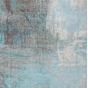 HomeRoots 5' Teal Blue and Gray Abstract Area Rug - Stylish, Washable, Indoor/Outdoor, Durable, and Easy Care! 10' X 14' 632040