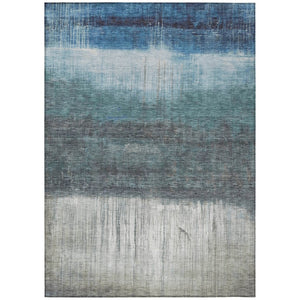 HomeRoots 5' Blue and Gray Abstract Area Rug - Durable, Washable Design for Indoor and Outdoor Use, Modern Style 5' X 8' 632042
