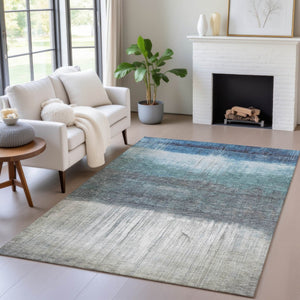 HomeRoots 5' Blue and Gray Abstract Area Rug - Durable, Washable Design for Indoor and Outdoor Use, Modern Style 5' X 8' 632042
