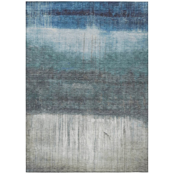 HomeRoots 5' Blue and Gray Abstract Area Rug - Durable, Washable Design for Indoor and Outdoor Use, Modern Style 8' X 10' 632044