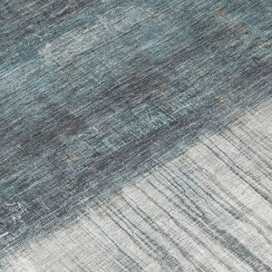 HomeRoots 5' Blue and Gray Abstract Area Rug - Durable, Washable Design for Indoor and Outdoor Use, Modern Style 9' X 12' 632045