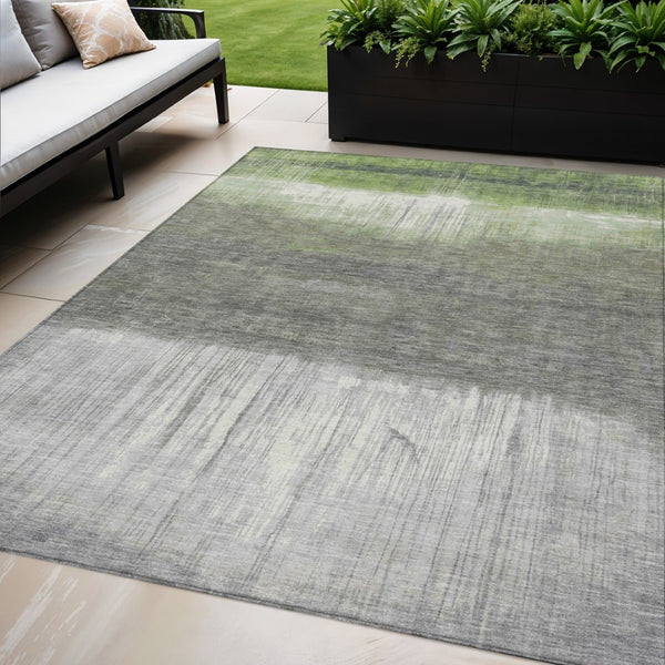 HomeRoots 5' Fern Green and Gray Abstract Area Rug - Stylish, Washable Design for Indoor and Outdoor Spaces 5' X 8' 632048