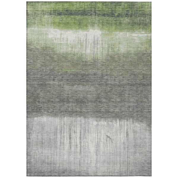 HomeRoots 5' Fern Green and Gray Abstract Area Rug - Stylish, Washable Design for Indoor and Outdoor Spaces 5' X 8' 632048