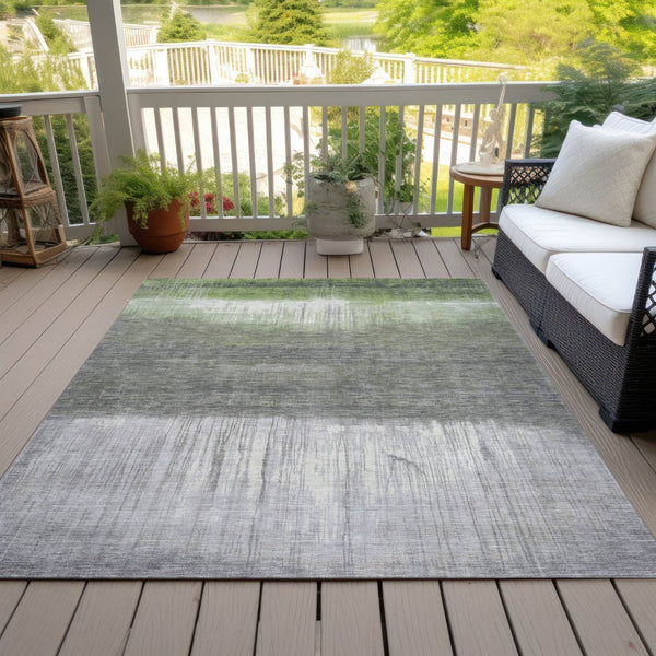 HomeRoots 5' Fern Green and Gray Abstract Area Rug - Stylish, Washable Design for Indoor and Outdoor Spaces 5' X 8' 632048