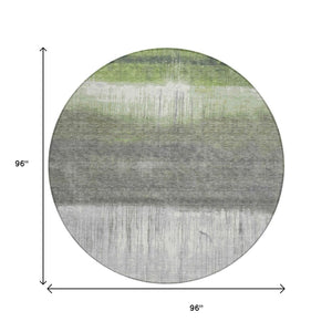 HomeRoots 5' Fern Green and Gray Abstract Area Rug - Stylish, Washable Design for Indoor and Outdoor Spaces 8' Round 632049