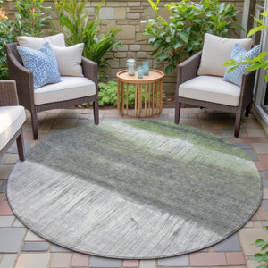 HomeRoots 5' Fern Green and Gray Abstract Area Rug - Stylish, Washable Design for Indoor and Outdoor Spaces 8' Round 632049