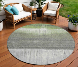 HomeRoots 5' Fern Green and Gray Abstract Area Rug - Stylish, Washable Design for Indoor and Outdoor Spaces 8' Round 632049