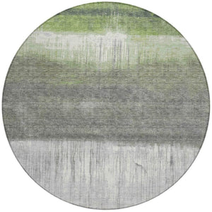 HomeRoots 5' Fern Green and Gray Abstract Area Rug - Stylish, Washable Design for Indoor and Outdoor Spaces 8' Round 632049