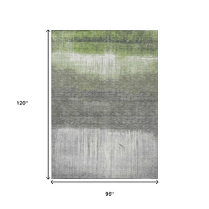 HomeRoots 5' Fern Green and Gray Abstract Area Rug - Stylish, Washable Design for Indoor and Outdoor Spaces 8' X 10' 632050