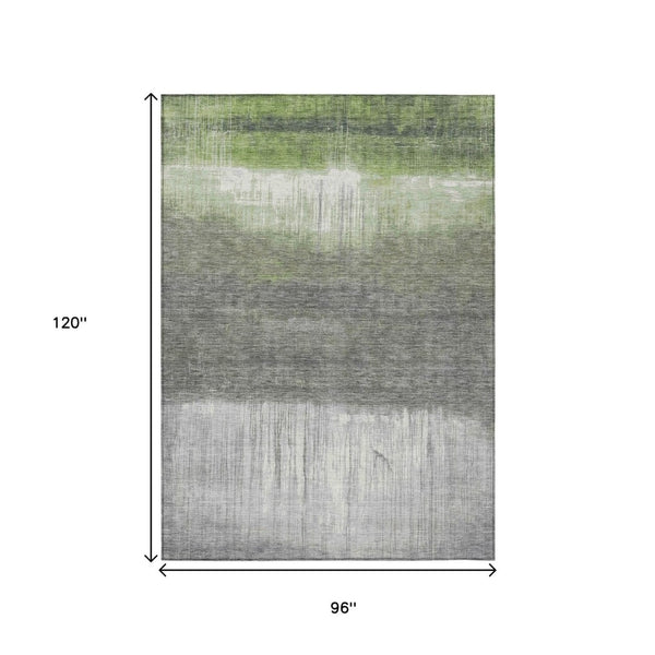 HomeRoots 5' Fern Green and Gray Abstract Area Rug - Stylish, Washable Design for Indoor and Outdoor Spaces 8' X 10' 632050