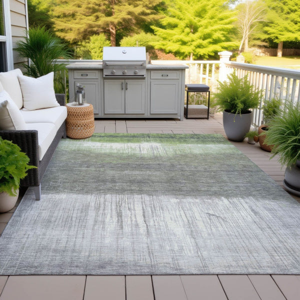 HomeRoots 5' Fern Green and Gray Abstract Area Rug - Stylish, Washable Design for Indoor and Outdoor Spaces 8' X 10' 632050