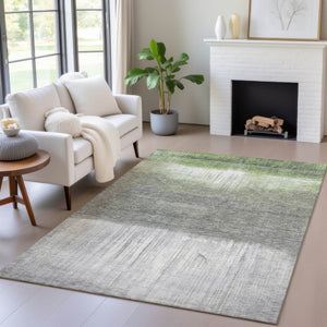 HomeRoots 5' Fern Green and Gray Abstract Area Rug - Stylish, Washable Design for Indoor and Outdoor Spaces 10' X 14' 632052
