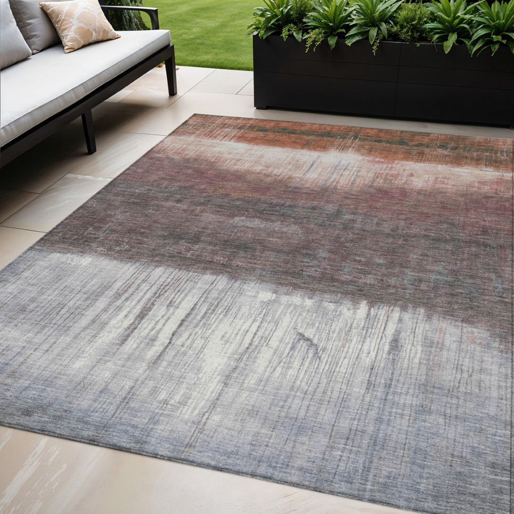 HomeRoots 5' Rust and Ivory Abstract Area Rug – Durable, Washable Design for Indoor and Outdoor Use, Stylish and Versatile 5' X 8' 632054