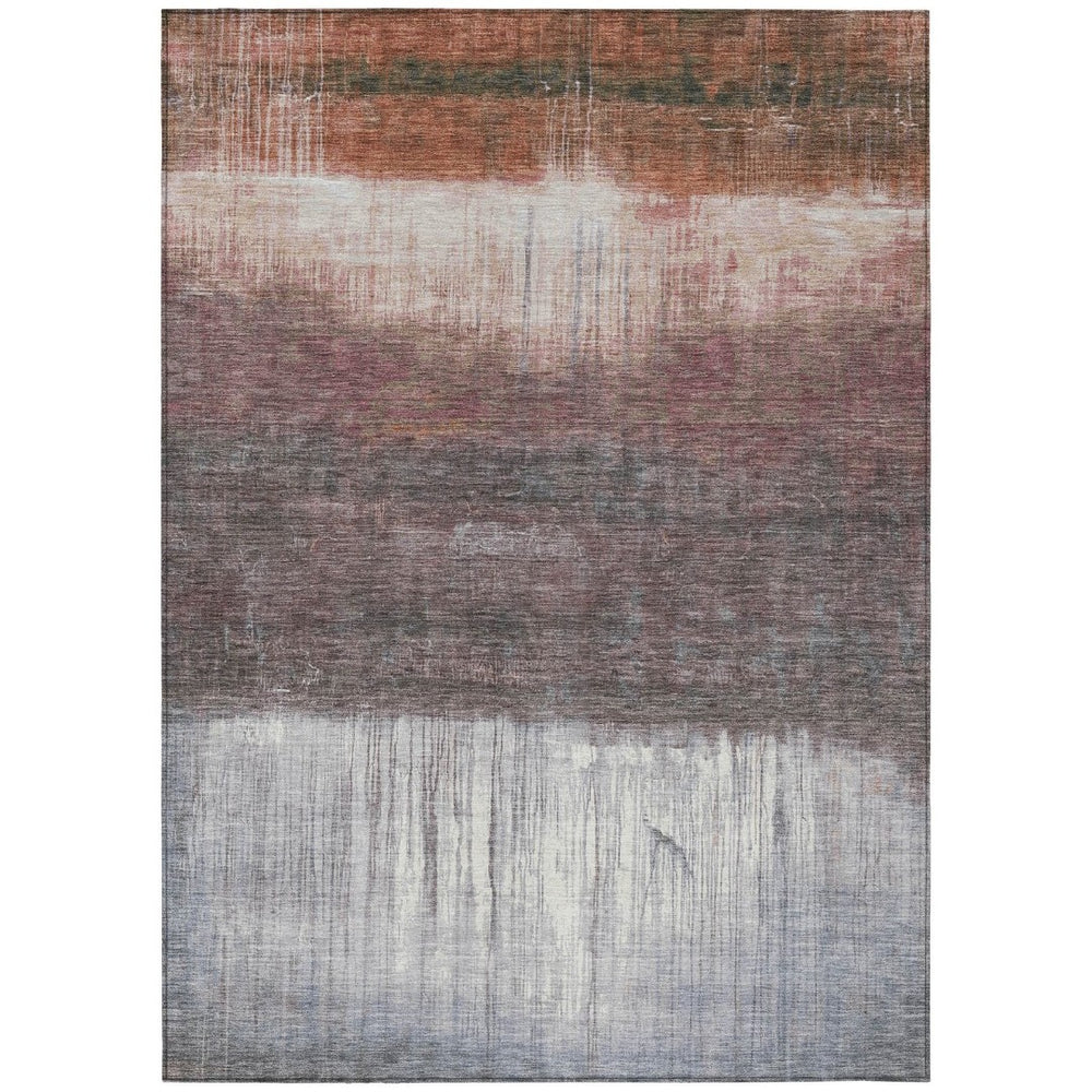 HomeRoots 5' Rust and Ivory Abstract Area Rug – Durable, Washable Design for Indoor and Outdoor Use, Stylish and Versatile 5' X 8' 632054