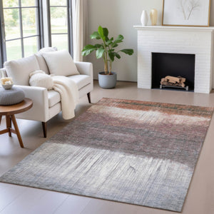 HomeRoots 5' Rust and Ivory Abstract Area Rug – Durable, Washable Design for Indoor and Outdoor Use, Stylish and Versatile 5' X 8' 632054