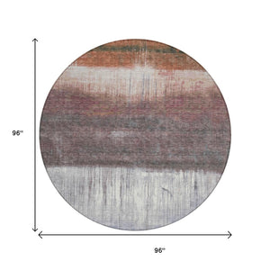 HomeRoots 5' Rust and Ivory Abstract Area Rug – Durable, Washable Design for Indoor and Outdoor Use, Stylish and Versatile 8' Round 632055