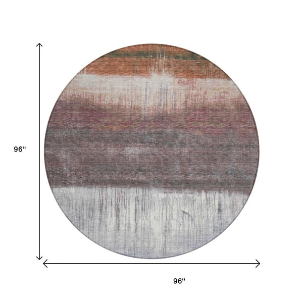HomeRoots 5' Rust and Ivory Abstract Area Rug – Durable, Washable Design for Indoor and Outdoor Use, Stylish and Versatile 8' Round 632055