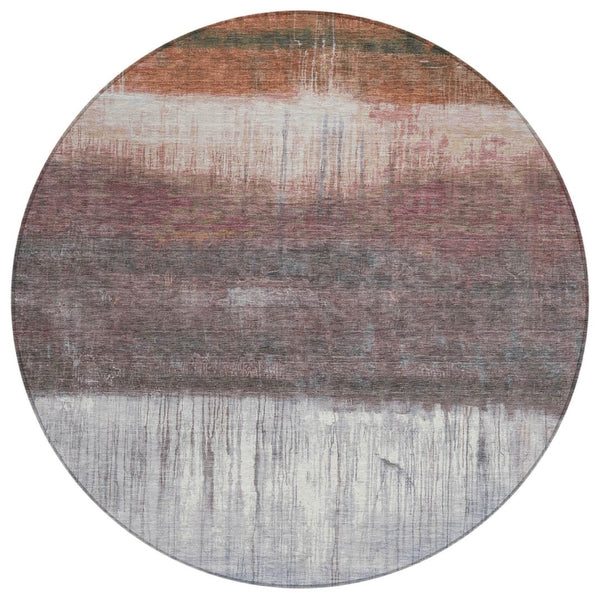 HomeRoots 5' Rust and Ivory Abstract Area Rug – Durable, Washable Design for Indoor and Outdoor Use, Stylish and Versatile 8' Round 632055