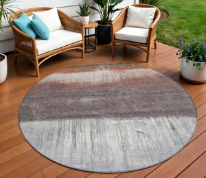 HomeRoots 5' Rust and Ivory Abstract Area Rug – Durable, Washable Design for Indoor and Outdoor Use, Stylish and Versatile 8' Round 632055