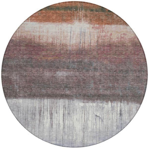 HomeRoots 5' Rust and Ivory Abstract Area Rug – Durable, Washable Design for Indoor and Outdoor Use, Stylish and Versatile 8' Round 632055