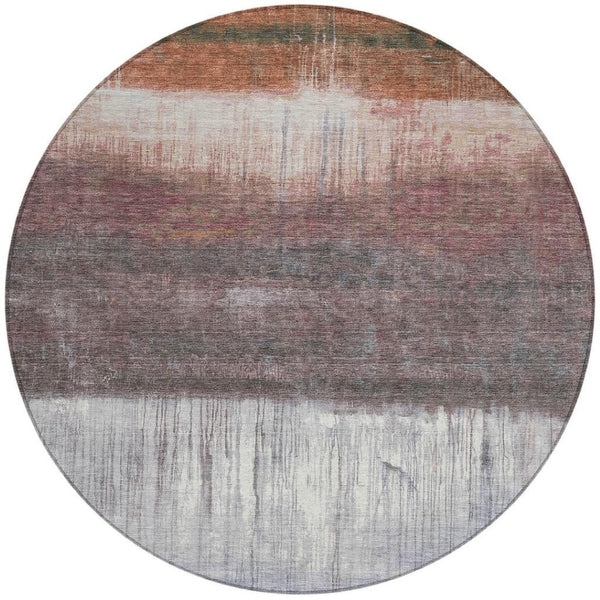 HomeRoots 5' Rust and Ivory Abstract Area Rug – Durable, Washable Design for Indoor and Outdoor Use, Stylish and Versatile 8' Round 632055