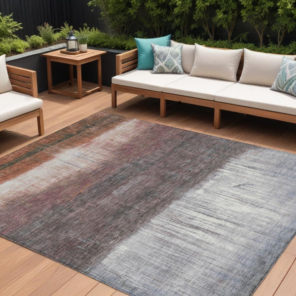 HomeRoots 5' Rust and Ivory Abstract Area Rug – Durable, Washable Design for Indoor and Outdoor Use, Stylish and Versatile 8' X 10' 632056