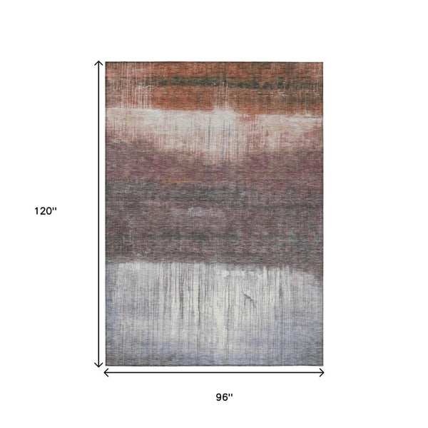 HomeRoots 5' Rust and Ivory Abstract Area Rug – Durable, Washable Design for Indoor and Outdoor Use, Stylish and Versatile 8' X 10' 632056