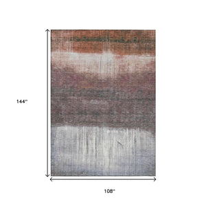 HomeRoots 5' Rust and Ivory Abstract Area Rug – Durable, Washable Design for Indoor and Outdoor Use, Stylish and Versatile 9' X 12' 632057