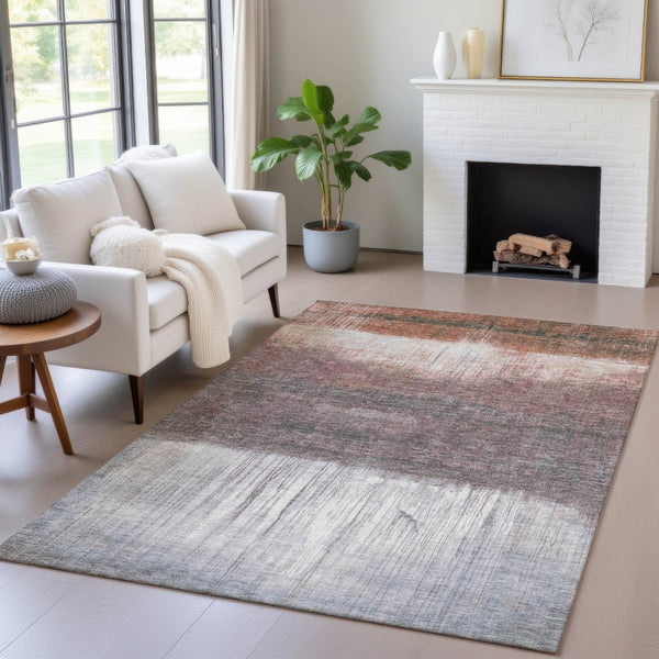 HomeRoots 5' Rust and Ivory Abstract Area Rug – Durable, Washable Design for Indoor and Outdoor Use, Stylish and Versatile 9' X 12' 632057