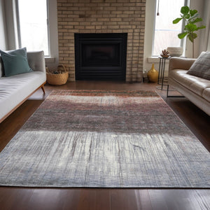 HomeRoots 5' Rust and Ivory Abstract Area Rug – Durable, Washable Design for Indoor and Outdoor Use, Stylish and Versatile 9' X 12' 632057