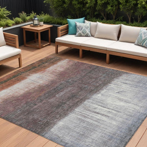 HomeRoots 5' Rust and Ivory Abstract Area Rug – Durable, Washable Design for Indoor and Outdoor Use, Stylish and Versatile 10' X 14' 632058