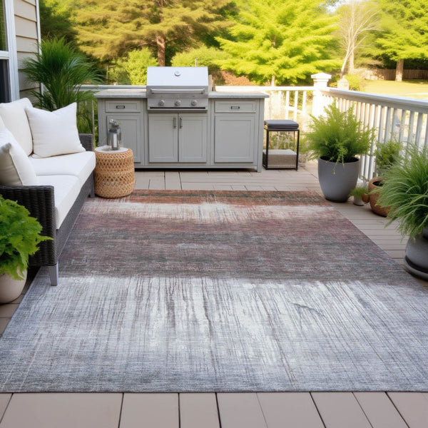 HomeRoots 5' Rust and Ivory Abstract Area Rug – Durable, Washable Design for Indoor and Outdoor Use, Stylish and Versatile 10' X 14' 632058