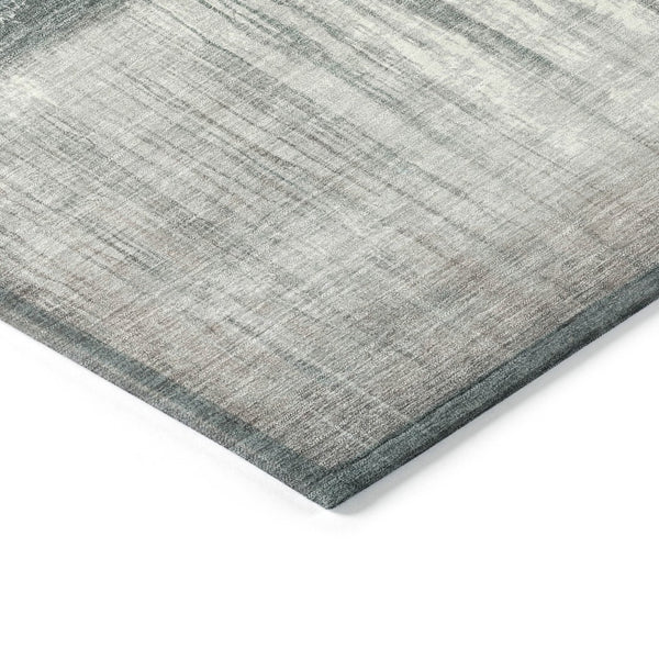 HomeRoots 5' Teal Blue and Gray Abstract Area Rug – Durable, Washable, Perfect for Indoor and Outdoor Spaces 8' Round 632061