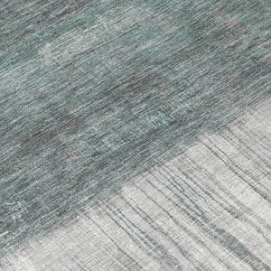 HomeRoots 5' Teal Blue and Gray Abstract Area Rug – Durable, Washable, Perfect for Indoor and Outdoor Spaces 8' Round 632061