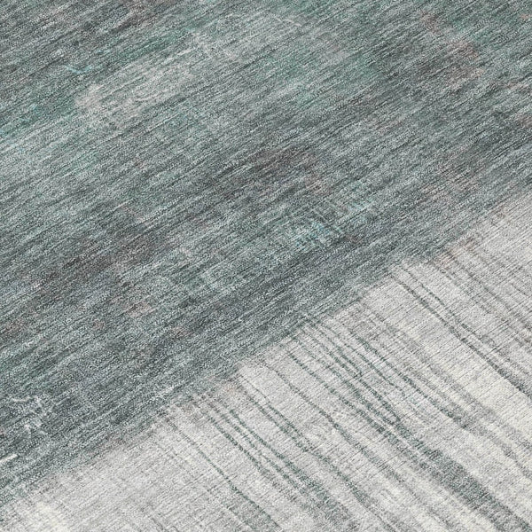 HomeRoots 5' Teal Blue and Gray Abstract Area Rug – Durable, Washable, Perfect for Indoor and Outdoor Spaces 10' X 14' 632064