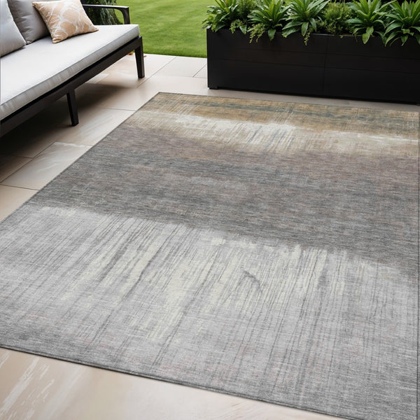 HomeRoots 5' Stylish Taupe and Gray Abstract Area Rug - Washable, Durable for Indoor and Outdoor Spaces 5' X 8' 632066